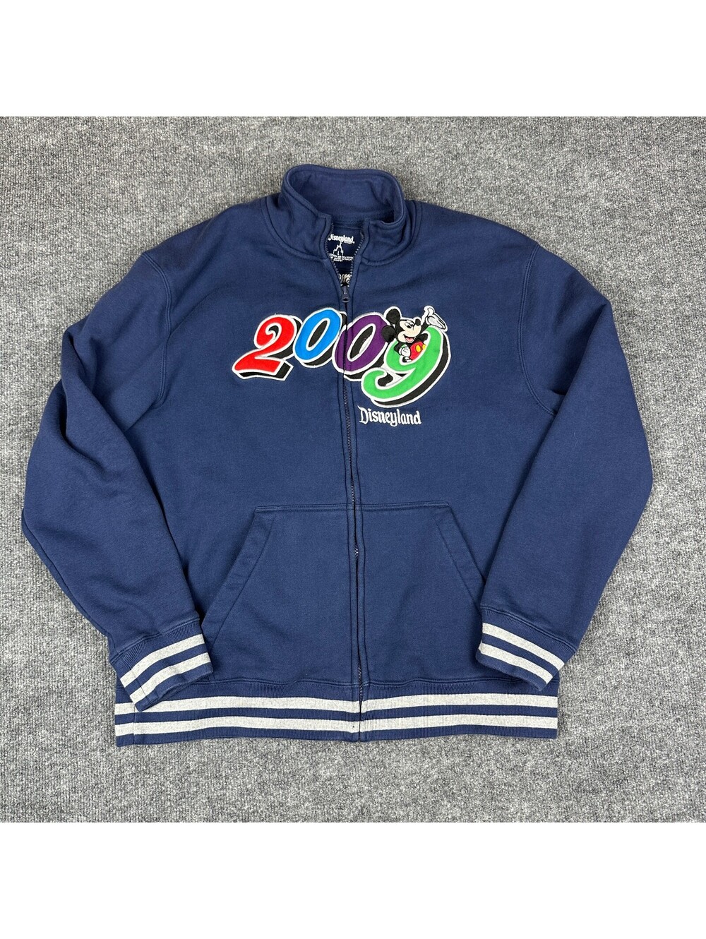 Disneyland 2009 Vintage Zip-Up Sweatshirt Mens L Navy